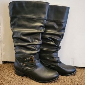 Black Rouched Riding Boots